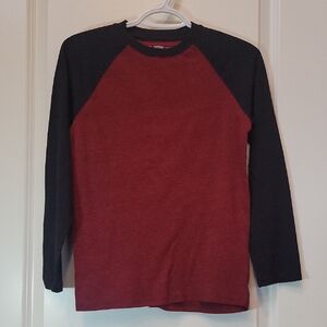Boy LARGE Maroon Black Raglan Long Sleeve Ultimate Tee By Urban Pipeline